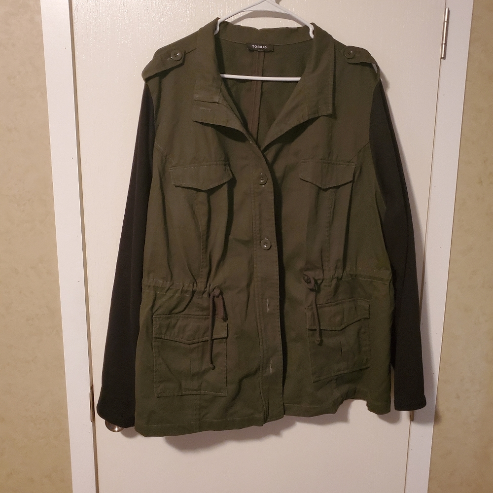 Torrid Green and black military style jacket 4X